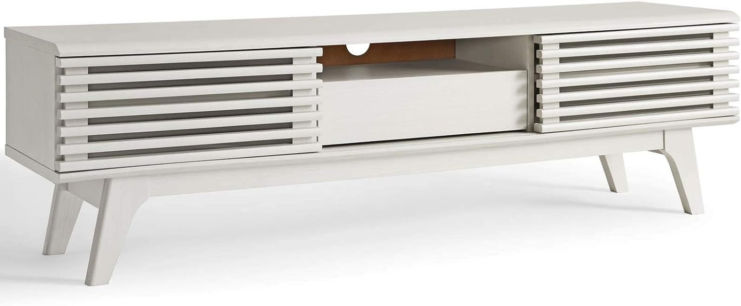 Render Mid-Century Modern Low Profile 59 Inch TV Stand in White