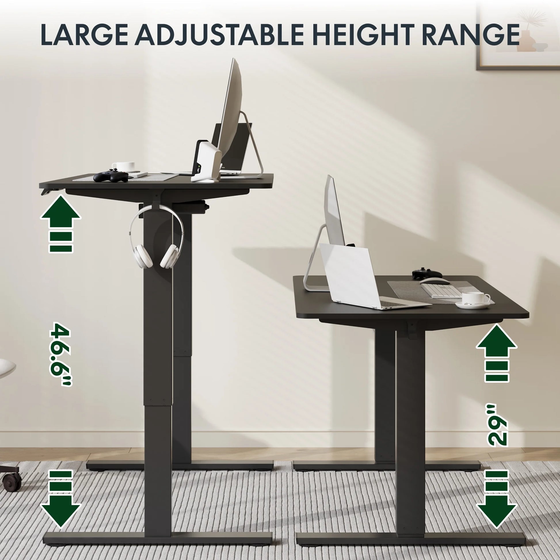 FLEXISPOT 40"X24" Home Office Height Adjustable Standing Desk Black Computer Desk