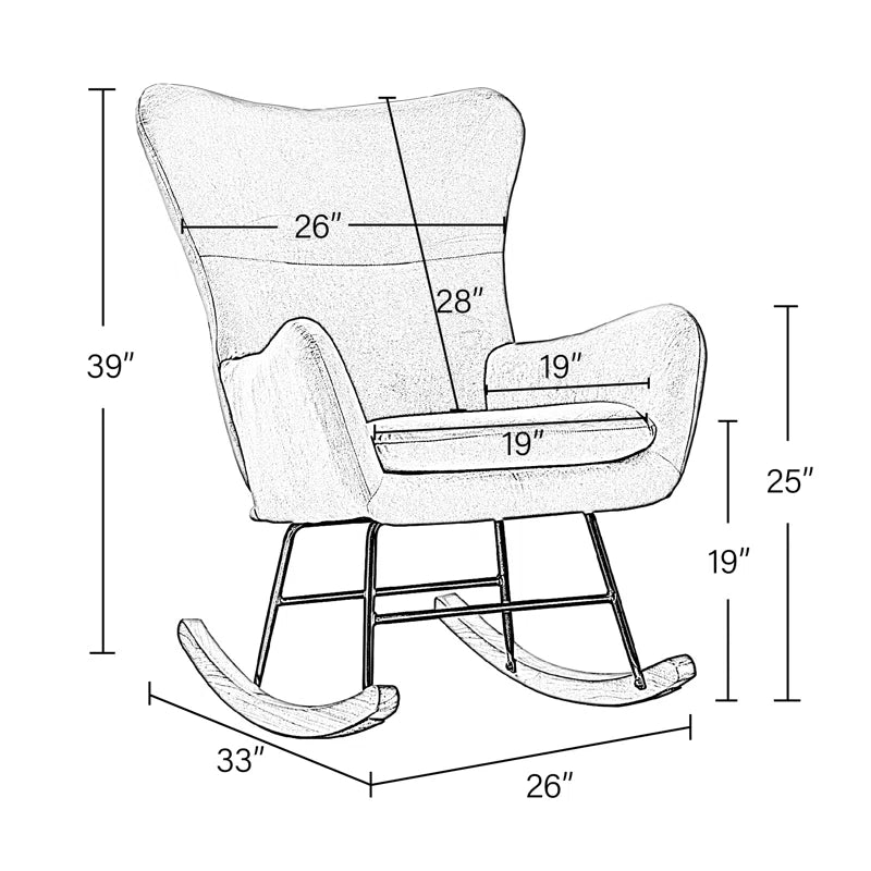 Meno 26''Wide Modern Stylish Upholstered Arms Nursery Rocking Accent Chair