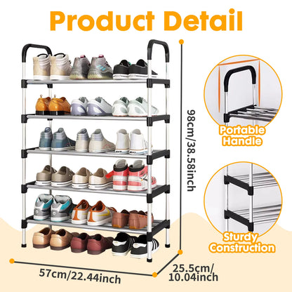 9 Tier Shoe Rack, 27 Pairs Shoes Storage Cabinet Organizer Shelf with Cover for Closet Entryway, Gray