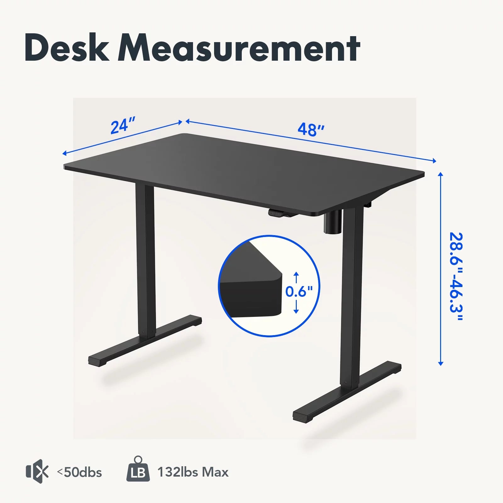 FLEXISPOT 40"X24" Home Office Height Adjustable Standing Desk Black Computer Desk