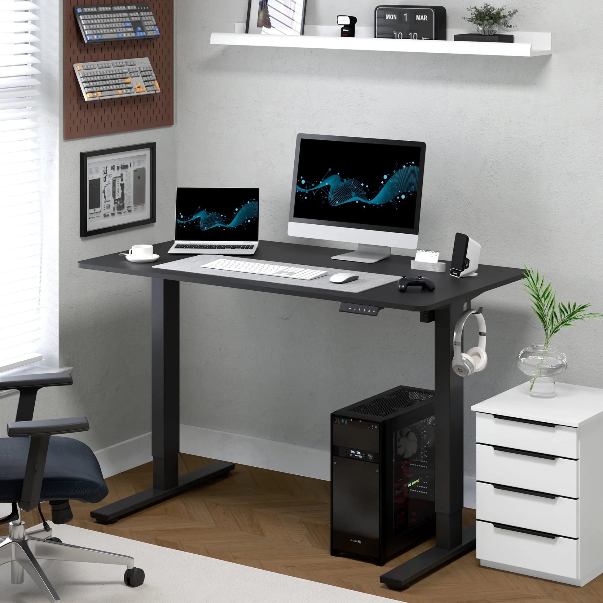 FLEXISPOT 40"X24" Home Office Height Adjustable Standing Desk Black Computer Desk